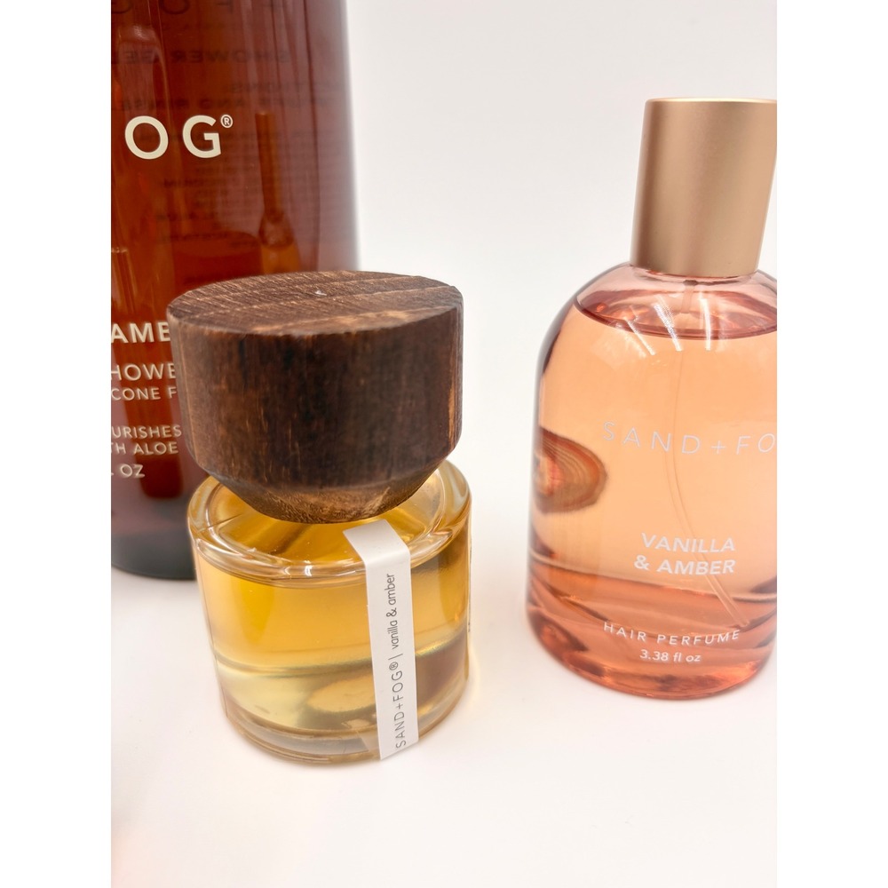 Sand + Fog Vanilla & Amber Fragrance Set Body Wash Perfume Oil Hair Mist 6pc NEW - Picture 5 of 7